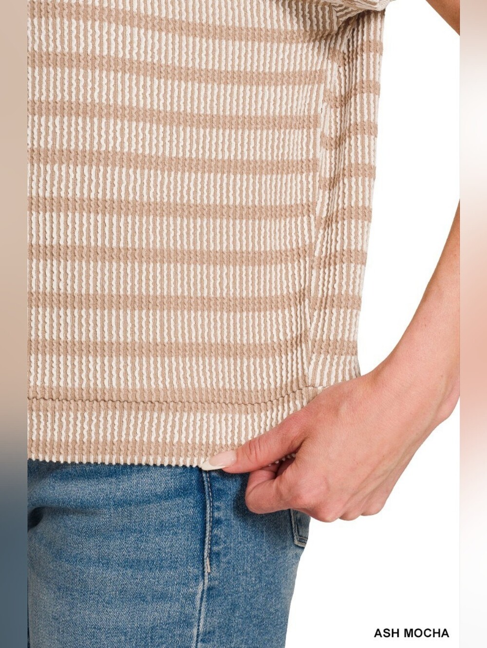 Zenana Raised Rib Striped Top - Picture 5 of 11
